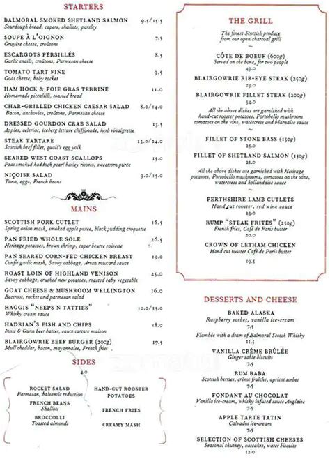 The five restaurants, including one with a Michelin star, and bars offer a . . Balmoral hotel edinburgh restaurant menu